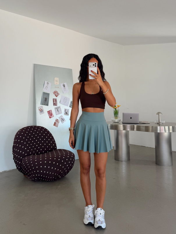 İçi Şortlu Mini Etek - Mint