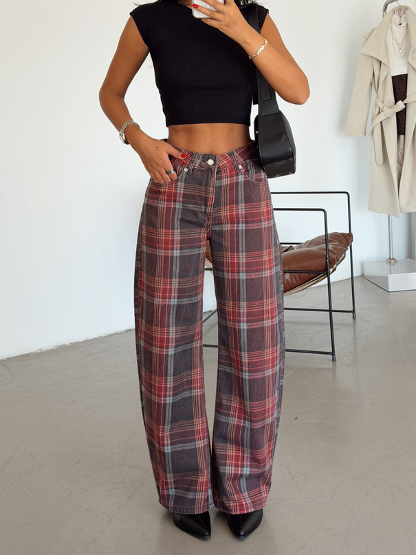 Ekoseli Baggy Jean - Ekose