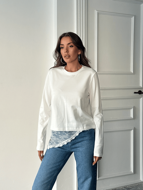 Düz Basic Uzun Kol - Beyaz