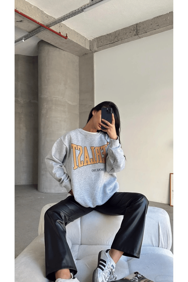 Everlast Baskı Sweat Gri Melanj - Gri