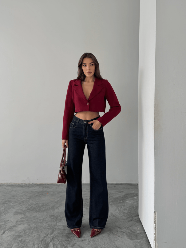 Vintage Wide Leg Jean Pantolon - Lacivert