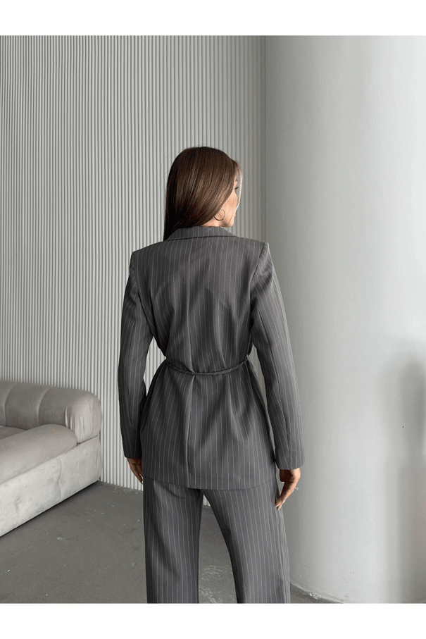 Lasy Line Bel Bağlamalı Blazer Ceket Füme - Füme