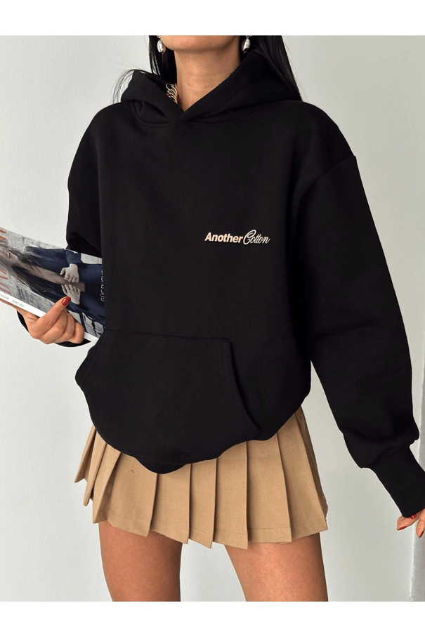 Another Kapüşonlu Sweatshirt Siyah - Siyah