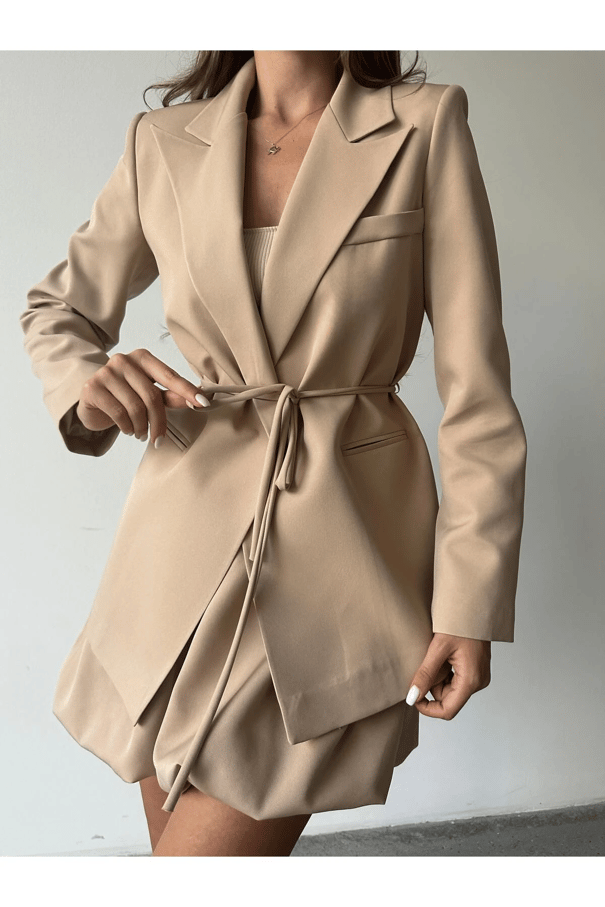 Bağlamalı Blazer Ceket Bej - Bej