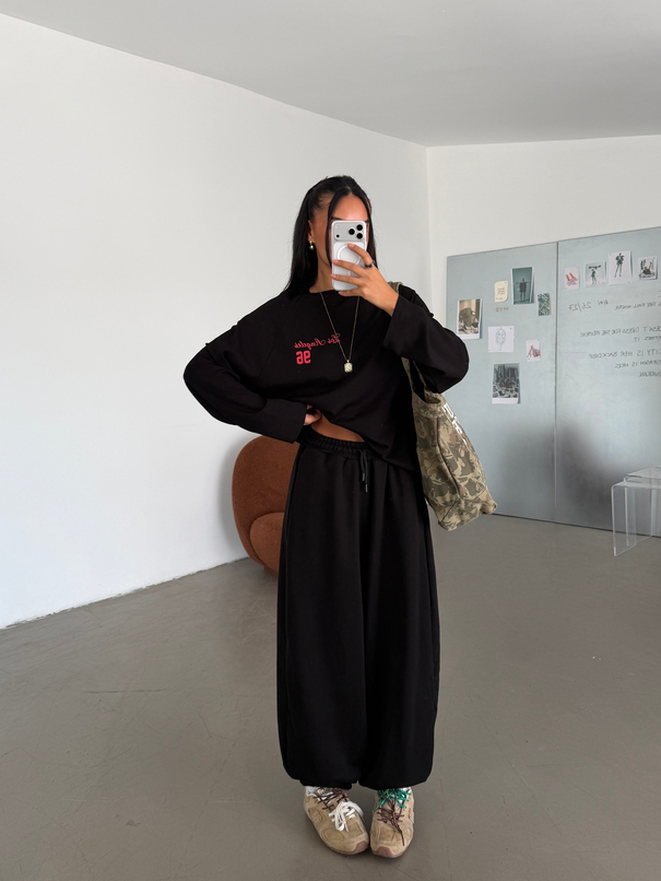 Oversize Jogger Eşofman - Siyah