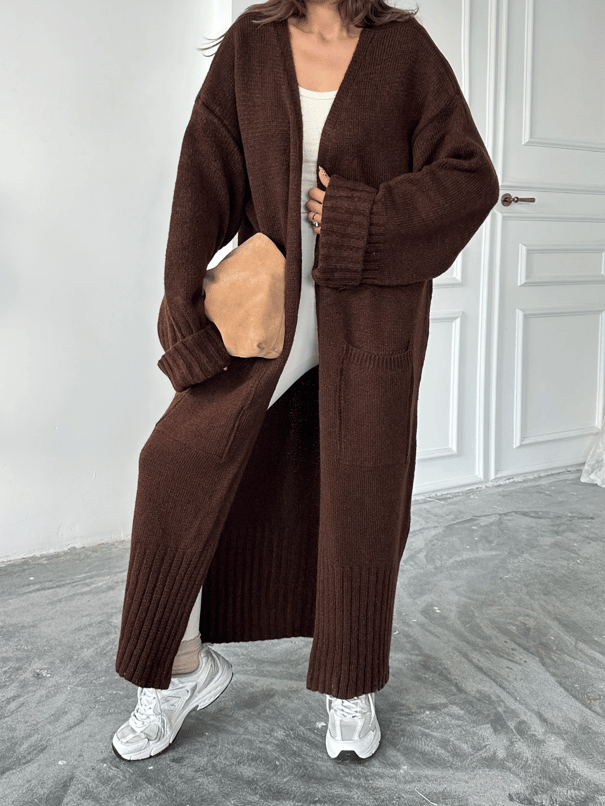 Oversize Uzun Hırka - Kahverengi