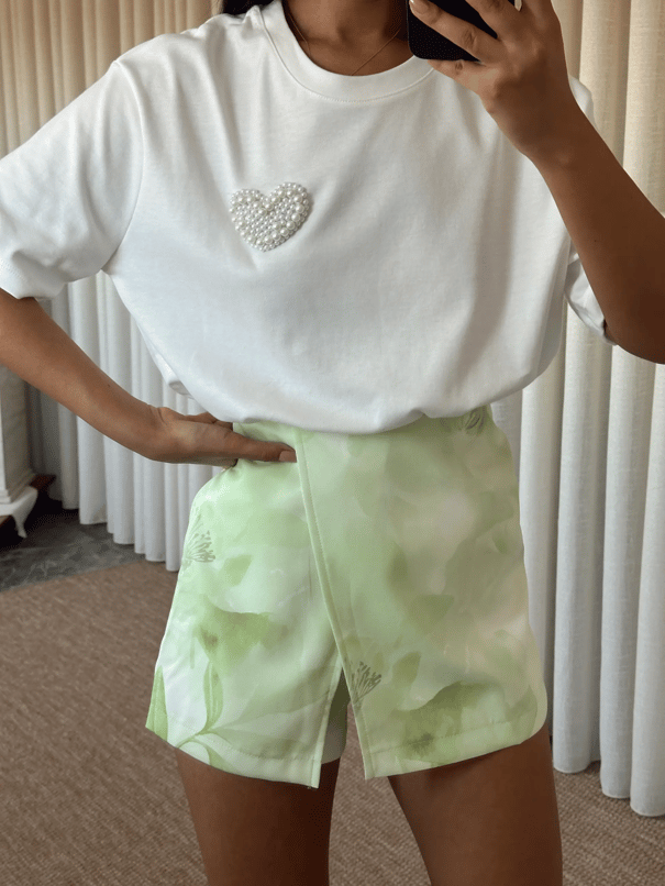 İnci Detay Oversize Basic - Beyaz