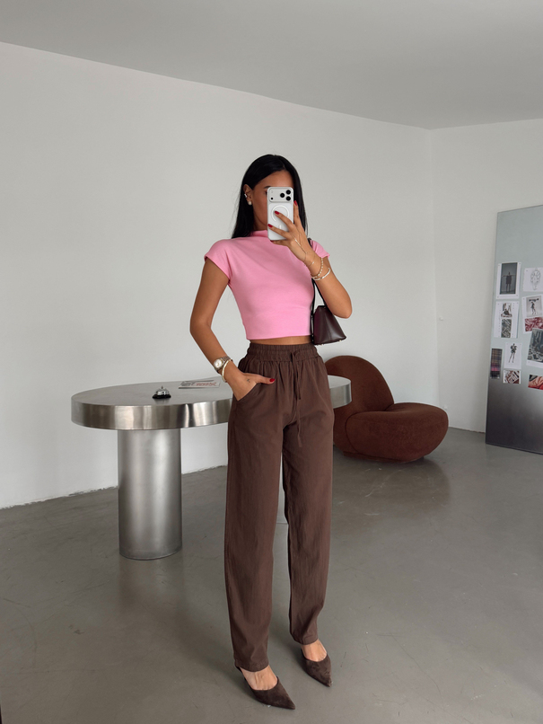 İnce Gabardin Kumaş Pantolon - Kahve
