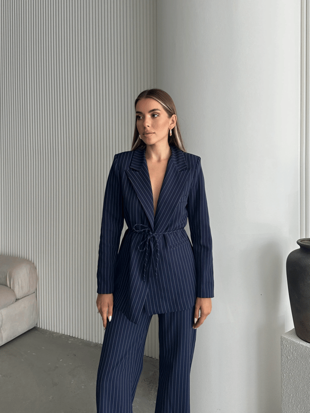 Lasy Line Bel Bağlamalı Blazer Ceket Lacivert - Lacivert