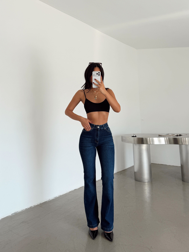 Likralı Flare Jean - Lacivert