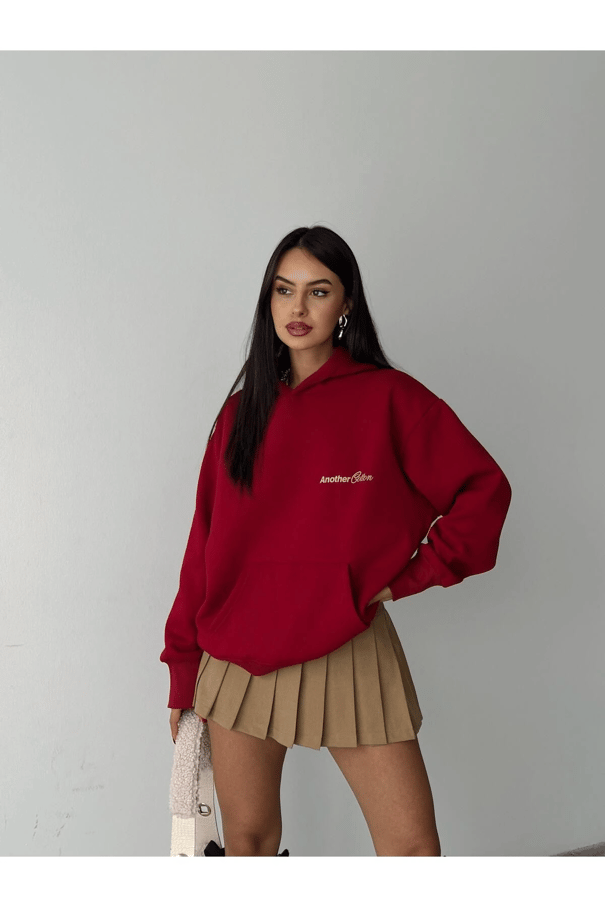 Another Kapüşonlu Sweatshirt Bordo - Bordo