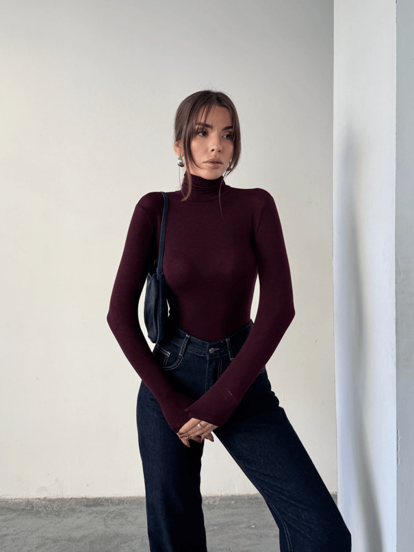 Balıkçı Transparan Bluz - Bordo