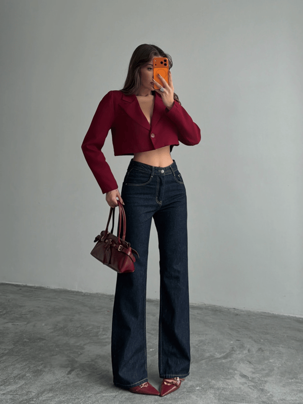 Vintage Wide Leg Jean Pantolon - Lacivert