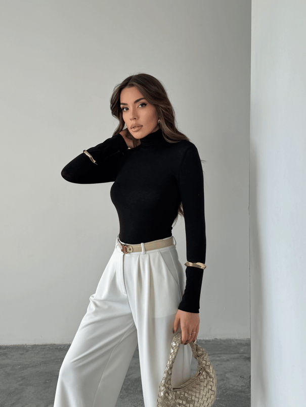 Balıkçı Transparan Bluz - Siyah