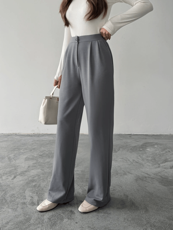 Pileli Jakar Palazzo Pantolon  - Gri