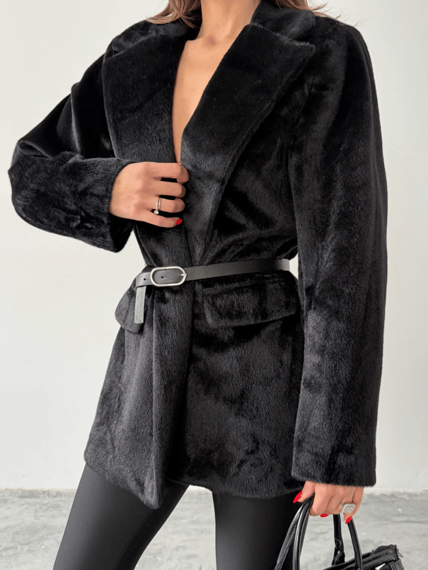 Vatkalı Fox Blazer Ceket - Siyah
