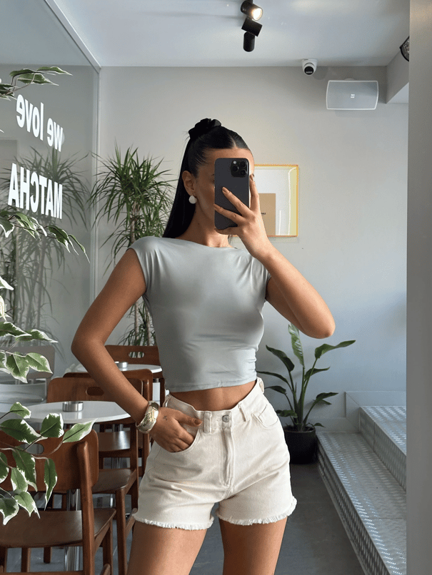 Sırt Açık Crop - Mint