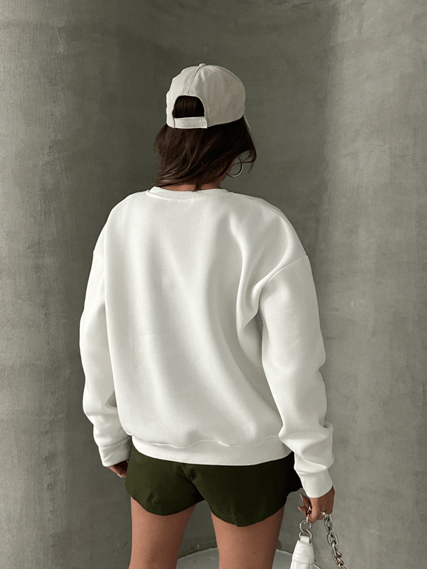 Düz Basic Sweatshırt - Beyaz