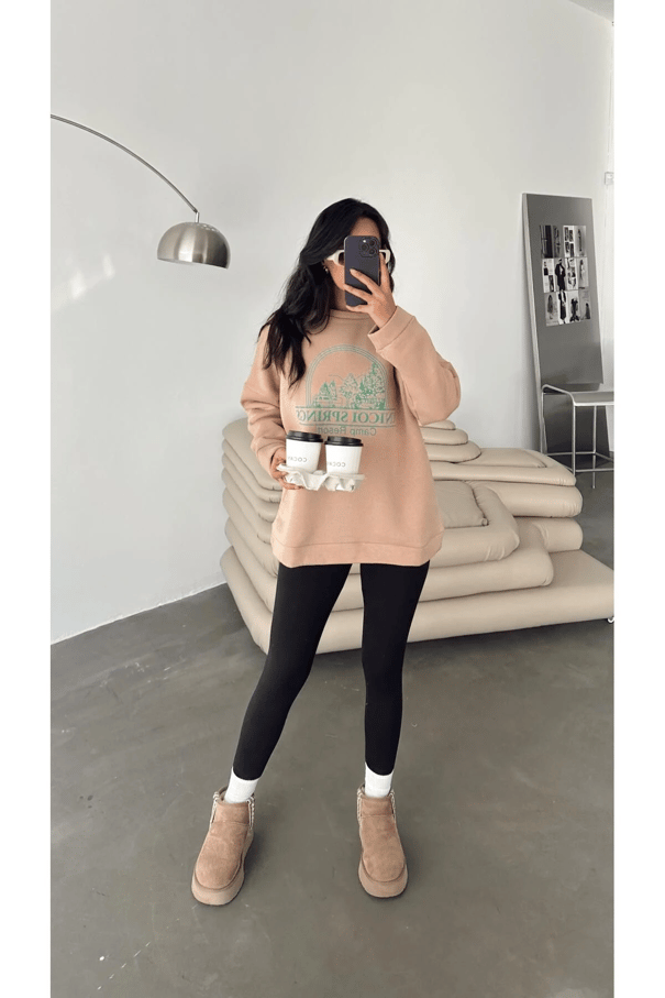 Unicoi Springs Üç İplik Oversize Sweat Vizon - Vizon