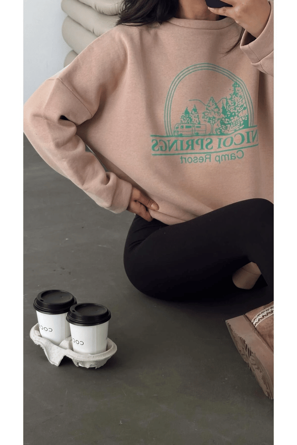Unicoi Springs Üç İplik Oversize Sweat Vizon - Vizon