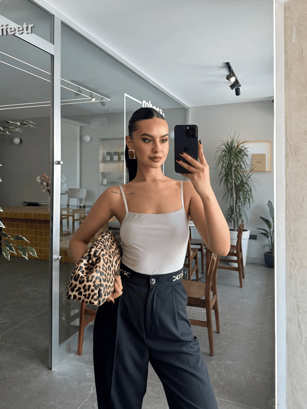 Yan Büzgülü Bodysuit Gri - Gri