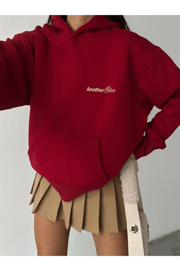 Another Kapüşonlu Sweatshirt Bordo - Bordo