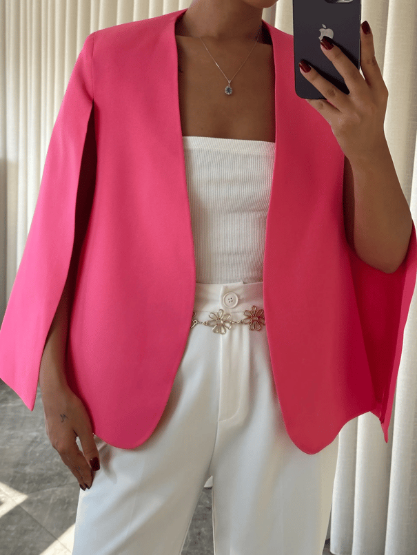 Pelerin Ceket Pembe - Pembe