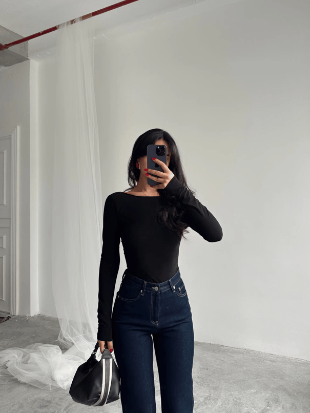 Mia Diamond Detay Bodysuit Siyah - Siyah