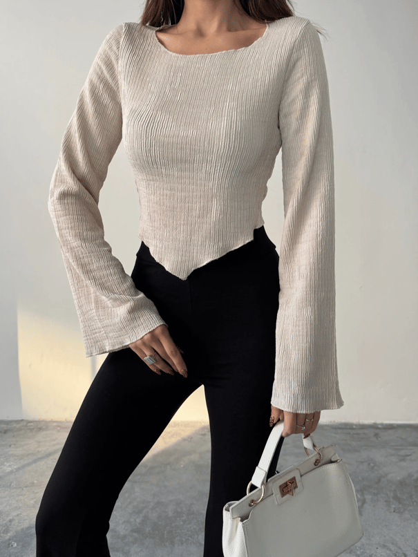 İspanyol Kol Akordiyon Bluz - Taş