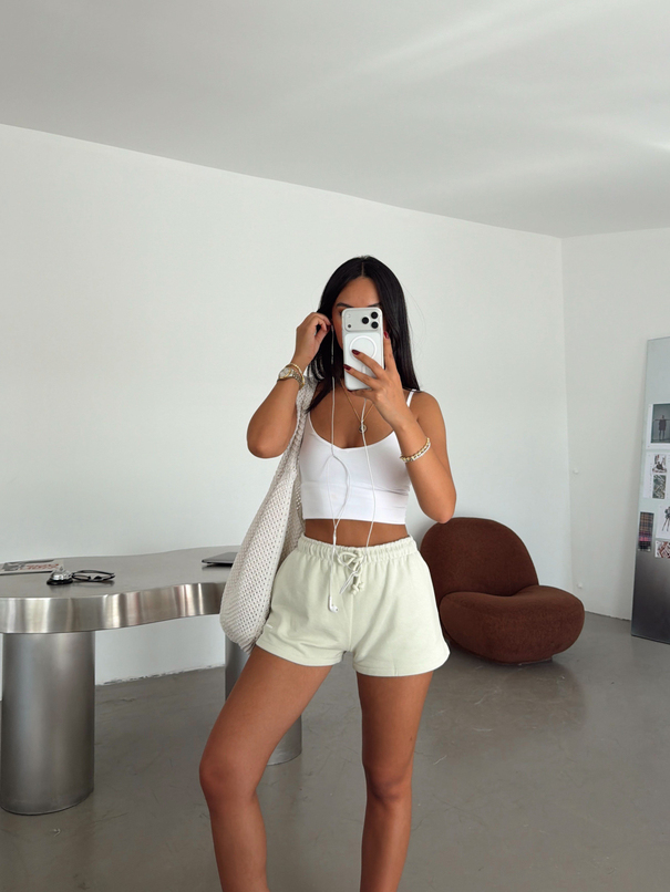 Bel Lastik Mini Şort - Mint