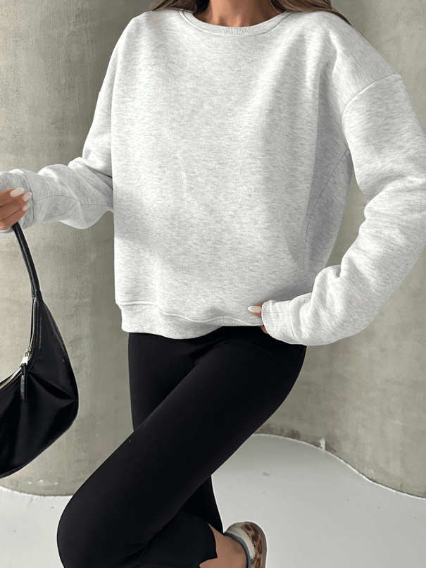 Düz Basic Sweatshırt - Gri