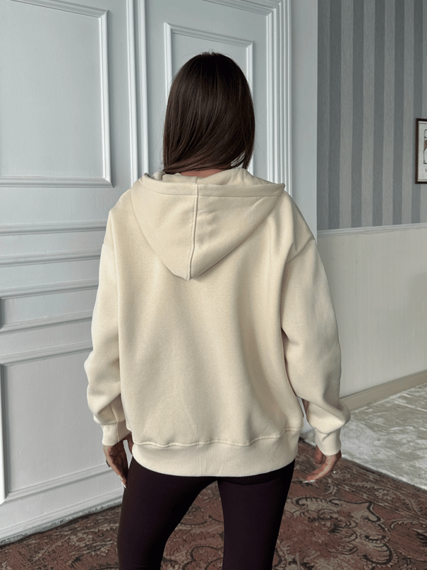 Fermuarlı Cepli Sweat - Taş