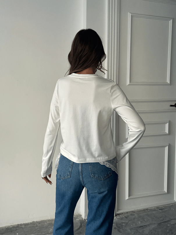 Düz Basic Uzun Kol - Beyaz