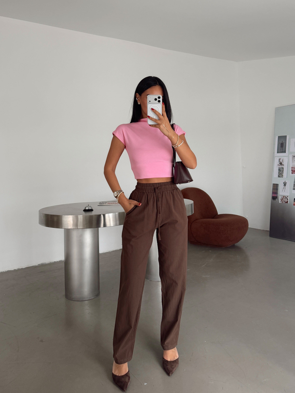 İnce Gabardin Kumaş Pantolon - Kahve