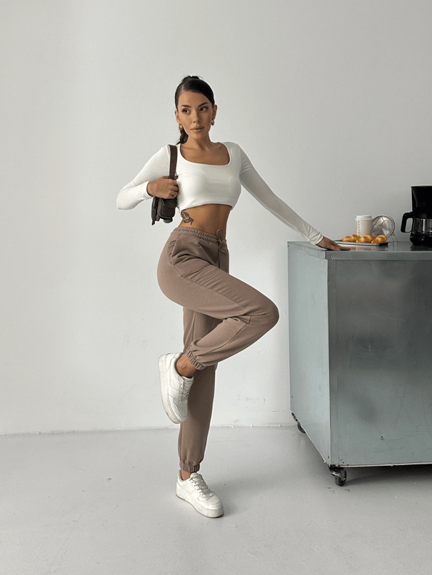 Bel Lastik Jogger Eşofman Vizon - Vizon