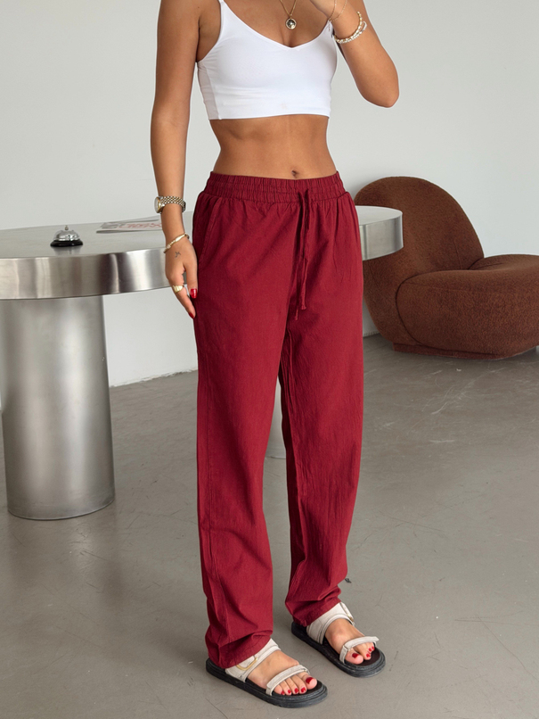 İnce Gabardin Kumaş Pantolon - Bordo