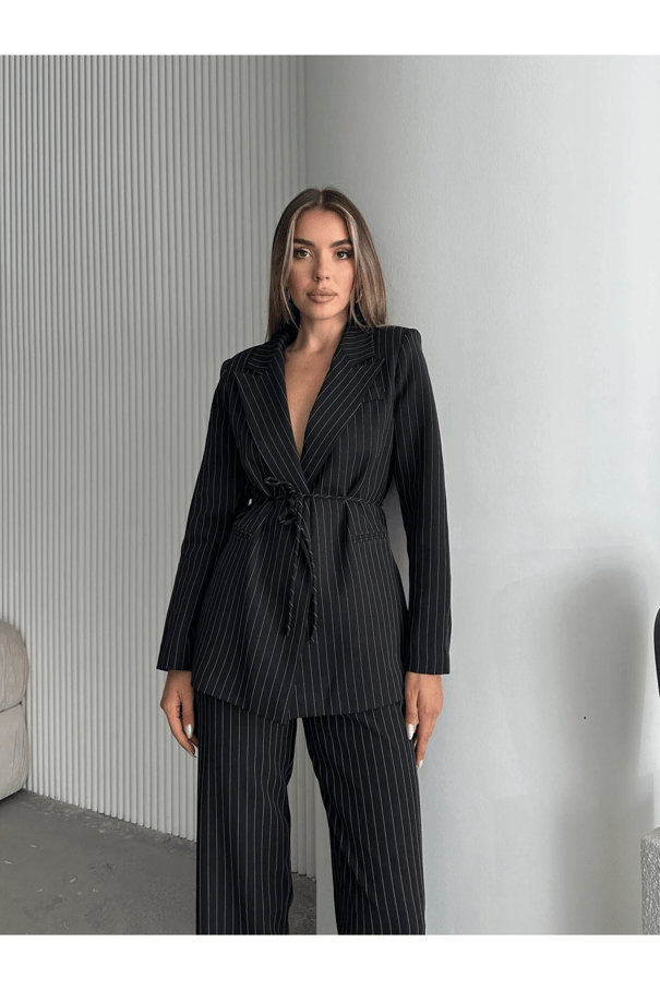 Lasy Line Bel Bağlamalı Blazer Ceket Siyah - Siyah