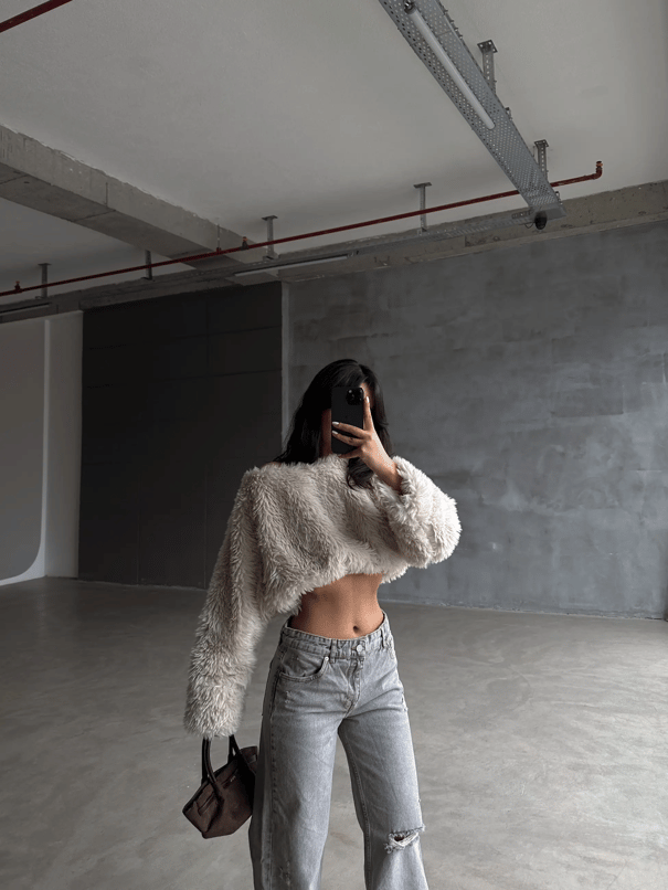 Peluş Crop Kazak Taş - Taş