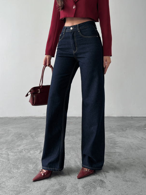 Vintage Wide Leg Jean Pantolon - Lacivert