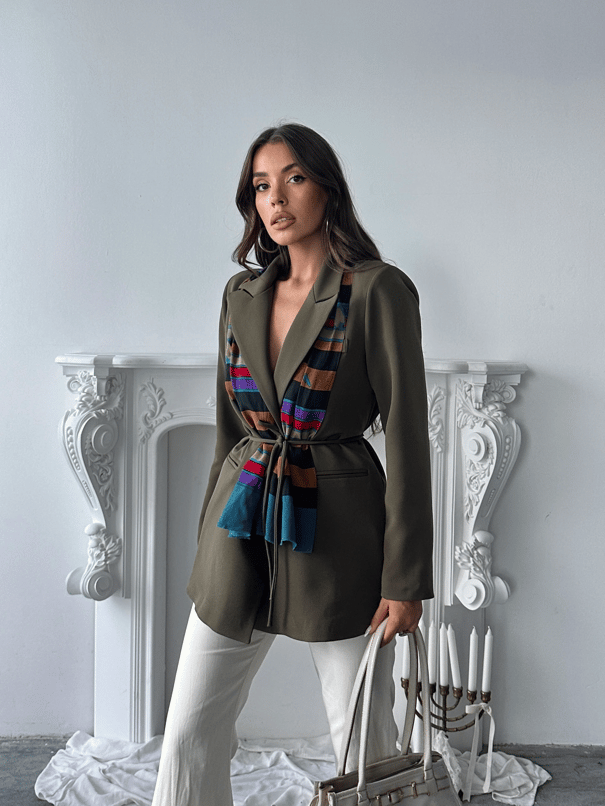 Bağlama Detay Ceket - Haki