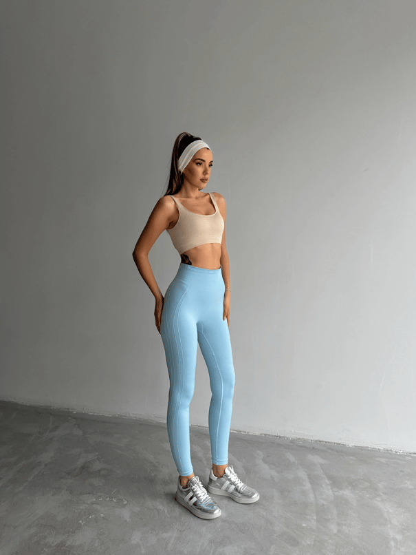 Yan Çizgi Esnek Tayt Bebe Mavi - Mavi