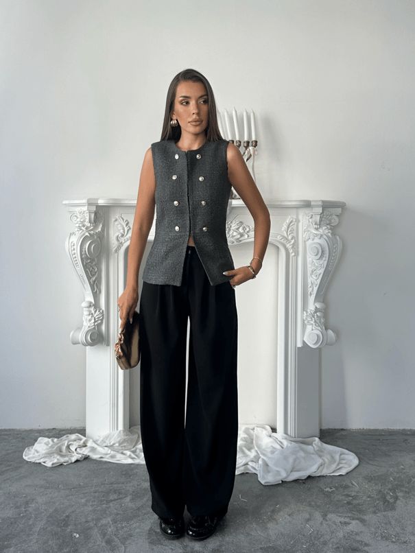 Chanel Fabric Yelek Füme - Füme