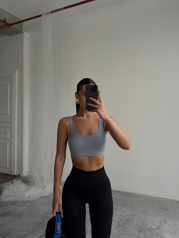 Seamless Fitilli Crop - Gri