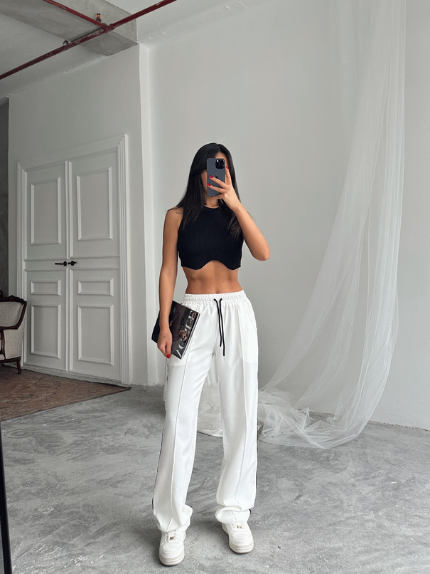 Line Detay Palazzo Pantolon - Beyaz