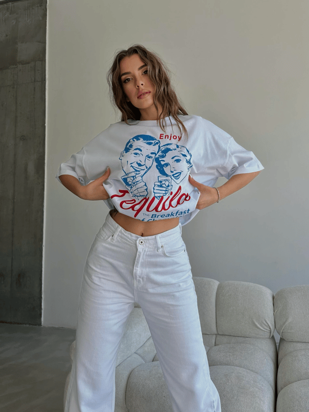 Tequila Baskılı Tshirt Beyaz - Beyaz