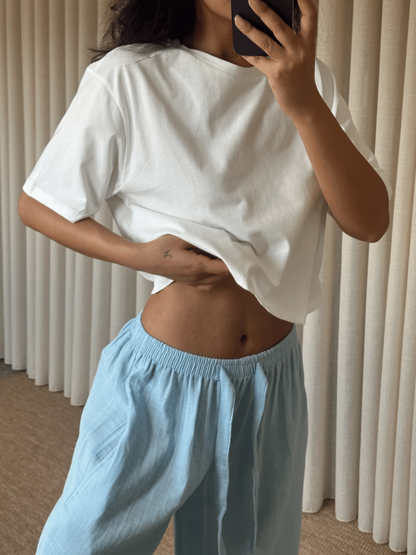 Müslin Kumaş Pantolon - Mavi