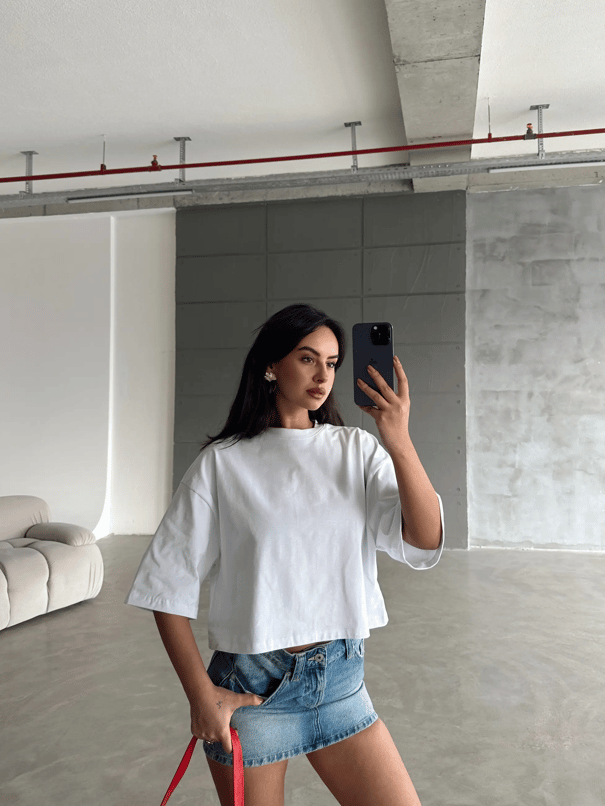 Oversize Basic Crop - Ekru
