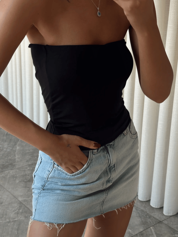 Scuba Straplez Crop - Siyah