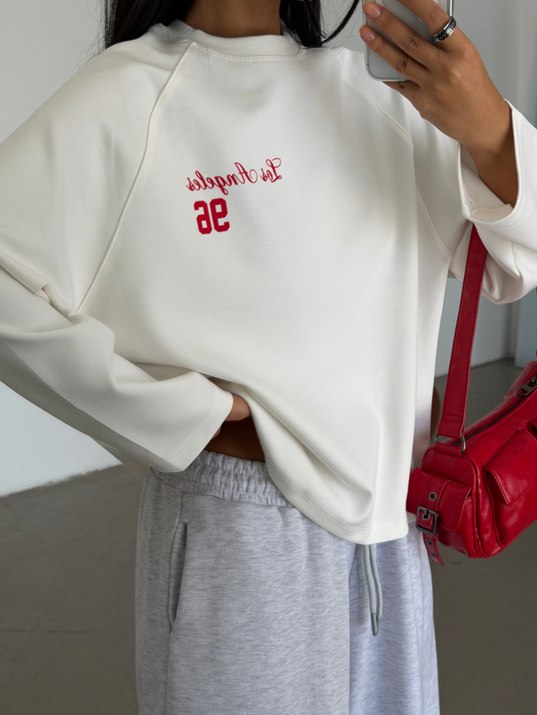 Los Angeles Baskılı Sweat - Beyaz