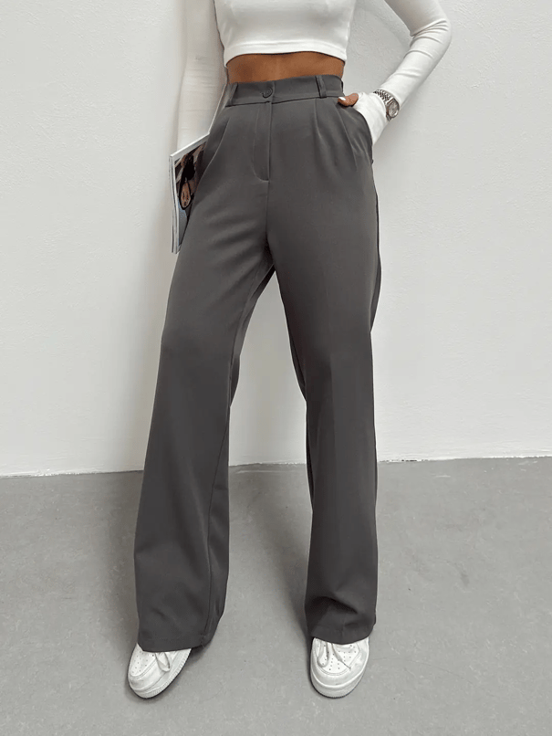 Bel Lastik Palazzo Pantolon - Füme